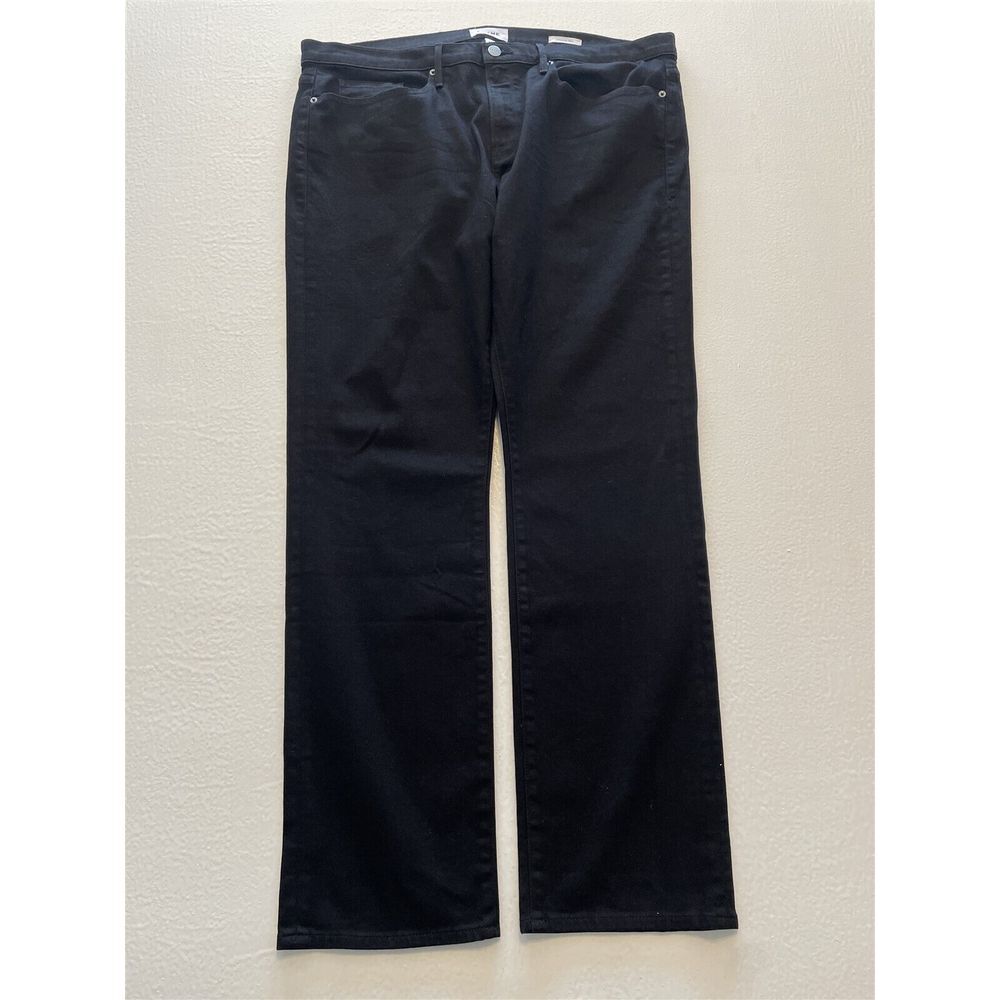 Frame Denim 40 x 34 L'Homme Slim Straight Leg NOIR Black‎ Stretch Denim Jeans